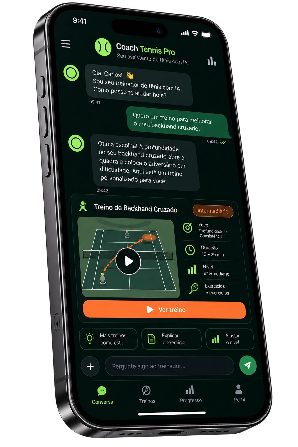 Assistente de tênis com IA no iPhone